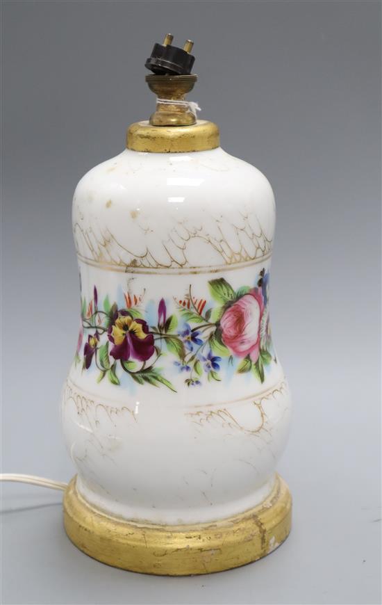 A French enamelled glass lamp base